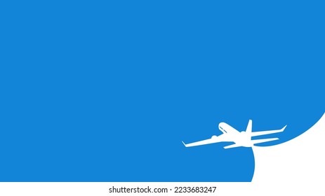 The plane flies on a blue background. plane tourism flying travel banner