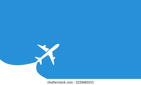 The plane flies on a blue background. plane tourism flying travel banner