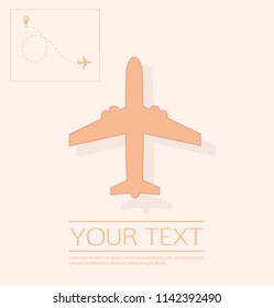 The plane flies on the line. and his track on a white background. Vector illustration. Tourism and travel.