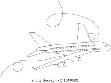 plane flies, sketch, outline vector