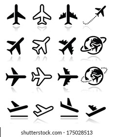 Plane, flight, airport  icons set