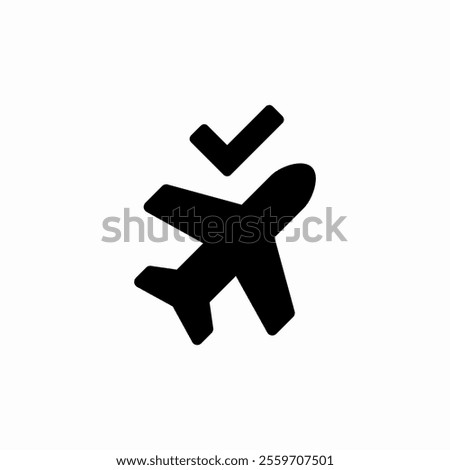 plane flight check mark icon sign vector