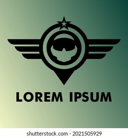 plane flight with helmet logo