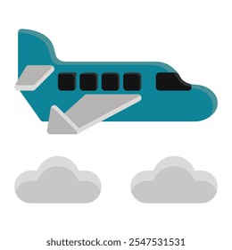 Plane flight icon in Flat Style. Color Fill