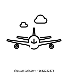 Plane flight line icon, concept sign, outline vector illustration, linear symbol.