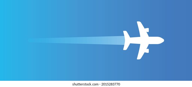 Plane flight on blue sky icon banner. Vector illustration.