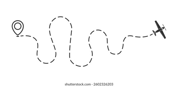 Plane flight path vector isolated on transparent. Aircraft tracking, planes, travel, map pins, location pins. Airplane flying dotted line to destination collection - Powered by Shutterstock - Get 15% off with code: PIKWIZARD15