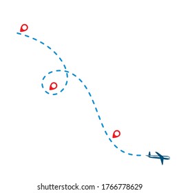 diseño de ilustración de vector de ruta de vuelo de avión