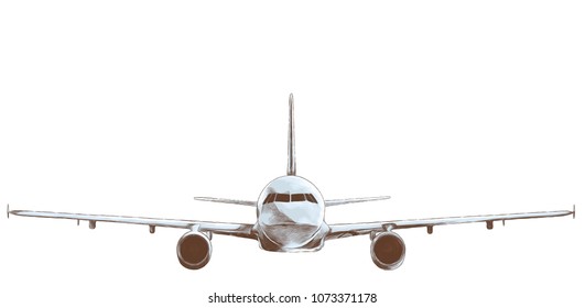 the plane in flight, sketch vector graphics color picture