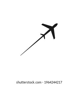 Plane fly icon. Airplane flying with line black silhouette. Travel transportation concept. Vector illustration isolated on white.
