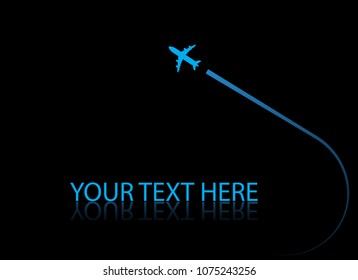 Plane fly on black background with blank area for your text.