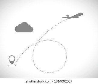 plane fly track and pointer 3d icon