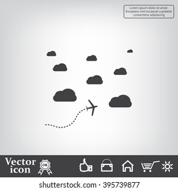 The plane is flying among the clouds. Vector image.

