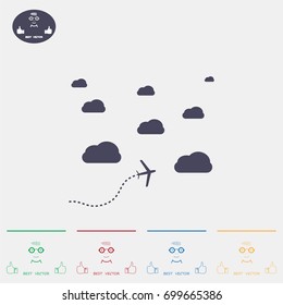 The plane is flying among the clouds. Vector image.

