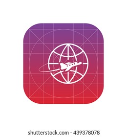 plane flying around globe icon