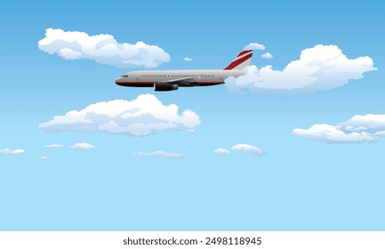 Plane flying Between clear sky. airplane flying between clouds animation footage with bue sky background