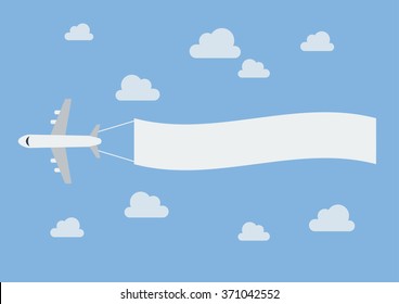 Plane flying a blank banner. Vector Illustration