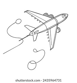 Ebene fliegende kontinuierliche Linie Kunst Vektor-Illustration