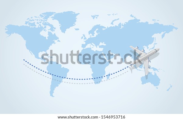 Plane Flying Plane Flew Over Map Stock Vector (Royalty Free) 1546953716