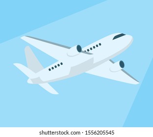 Plane flying high in the sky. Idea of flying and aviation. Isolated flat illustration