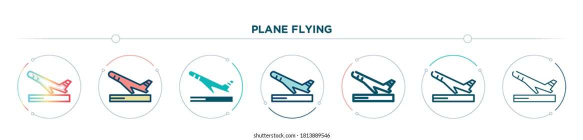 plane flying icon designed in gradient, filled, two color, thin line and outline style. vector illustration of plane flying vector icons. can be used for mobile, ui, web
