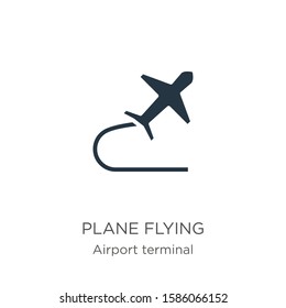 Plane flying icon vector. Trendy flat plane flying icon from airport terminal collection isolated on white background. Vector illustration can be used for web and mobile graphic design, logo, eps10