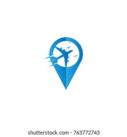 plane flying with location symbol design concept.