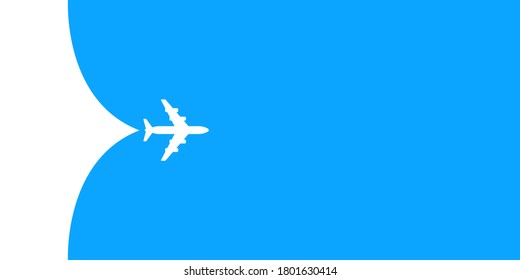 Plane flying on blue sky travel concept, airplane fly. Passenger plane, jet commercial aircraft - for stock