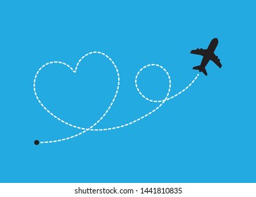 Plane Flying on a Heart Shaped Dotted Route