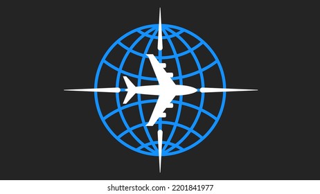 The plane is flying over the planet Earth. The plane and the globe. Airways logo.