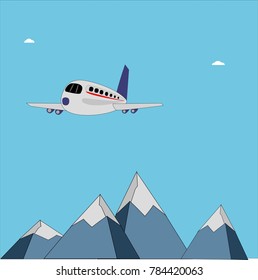 Plane flying over the snowy mountain