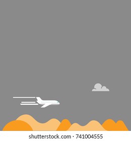 Plane Flying Over Stormy Desert Vector 