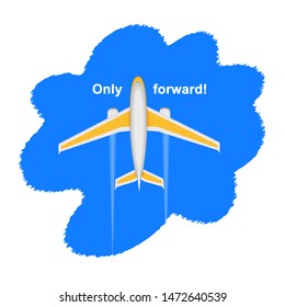 A plane flying in the sky with a call only forward. Vector