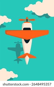 Plane flying in the sky vector illustration