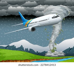 Plane Flying Through Storm Vector illustration