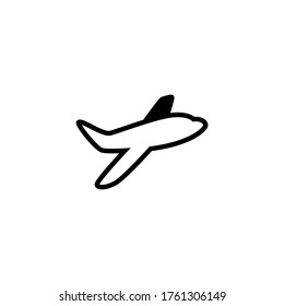 Plane flying vector icon in black flat glyph, filled style isolated on white background
