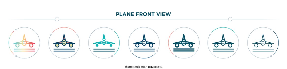 plane front view icon designed in gradient, filled, two color, thin line and outline style. vector illustration of plane front view vector icons. can be used for mobile, ui, web
