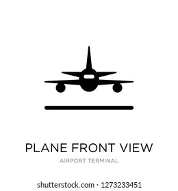 plane front view icon vector on white background, plane front view trendy filled icons from Airport terminal collection, plane front view simple element illustration