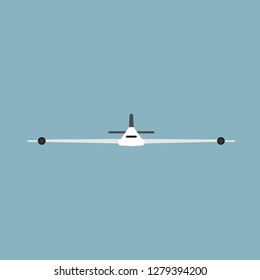 Plane front view transportation travel vector icon. Sky jet aviation illustration vehicle