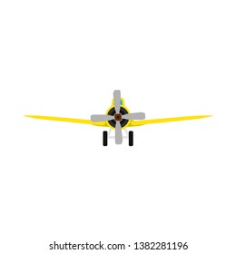 Plane front view vector aircraft transportation  illustration. Fly travel journey propeller vehicle. Engine departure