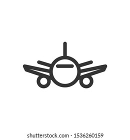 Plane front view vector outline style icon. Marking of public transport stops.