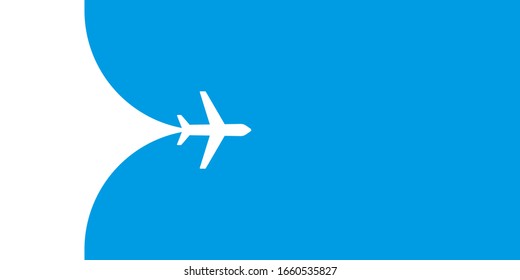 Plane fying on blue sky vector illustration. Travel tourism  transport concept. Passenger aircraft. Jet commercial plane. Airplane fly. EPS 10