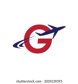 Plano con G letra inicial Modelo vectorial del logotipo de viaje