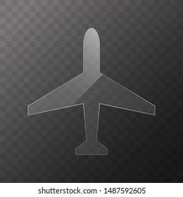 Plane glass icon vector design. Plane transparent icon