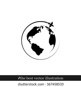 Plane Globe Icon.