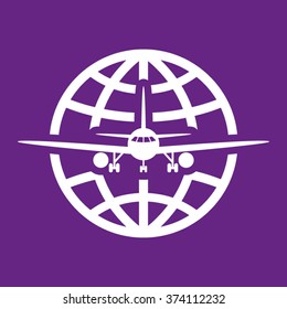 Plane Globe Icon.
