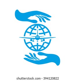 Plane Globe Icon.