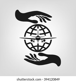 Plane Globe Icon.
