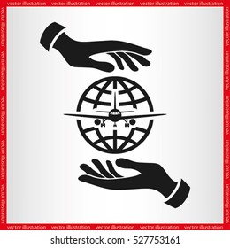 Plane Globe Icon.