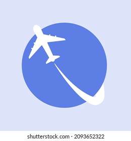 Plane. Globe. Icon stock vector illustration flat design.